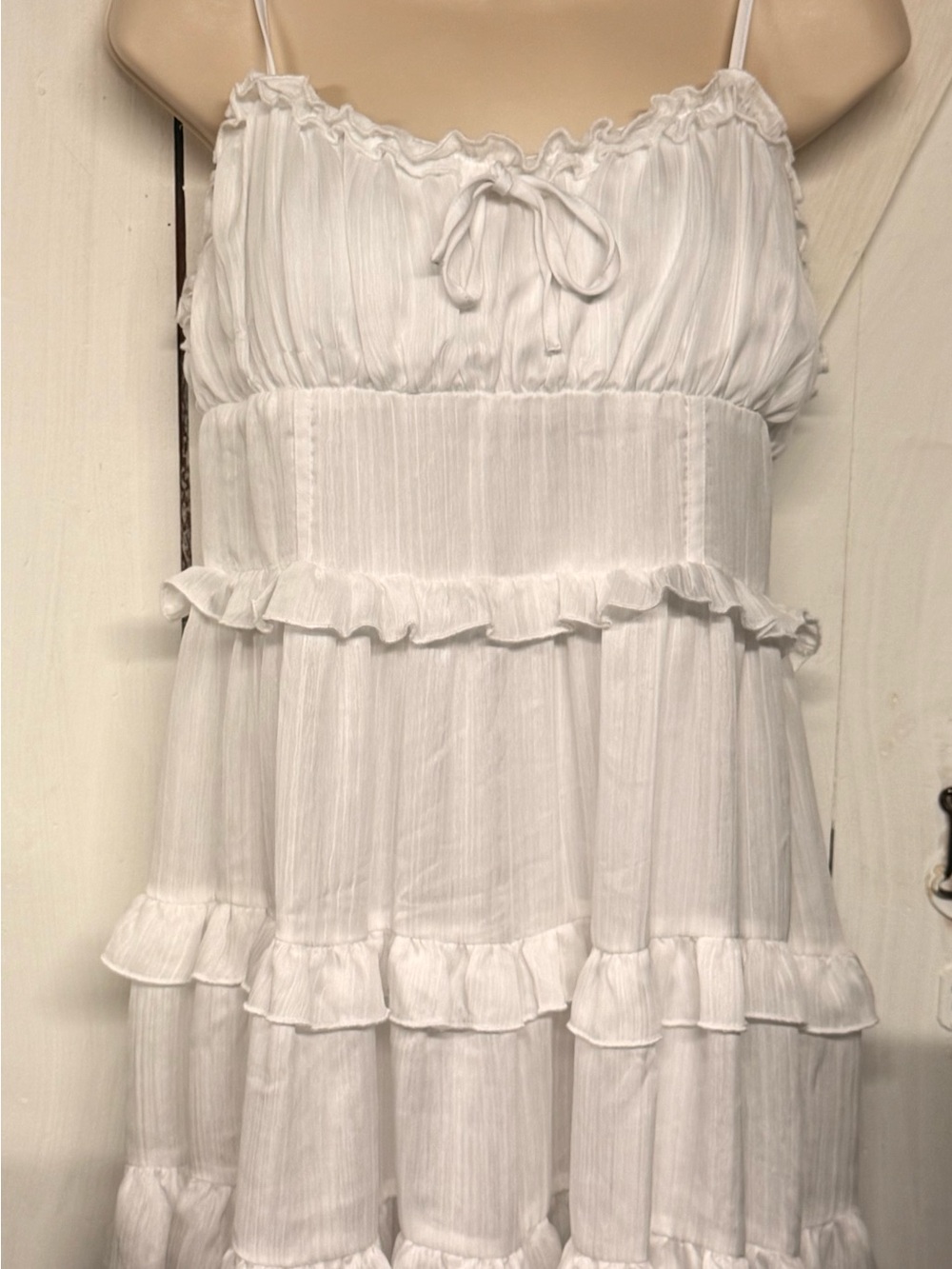 Wild Fable White Ruffle Tiered Mini Dress with Spaghetti Straps